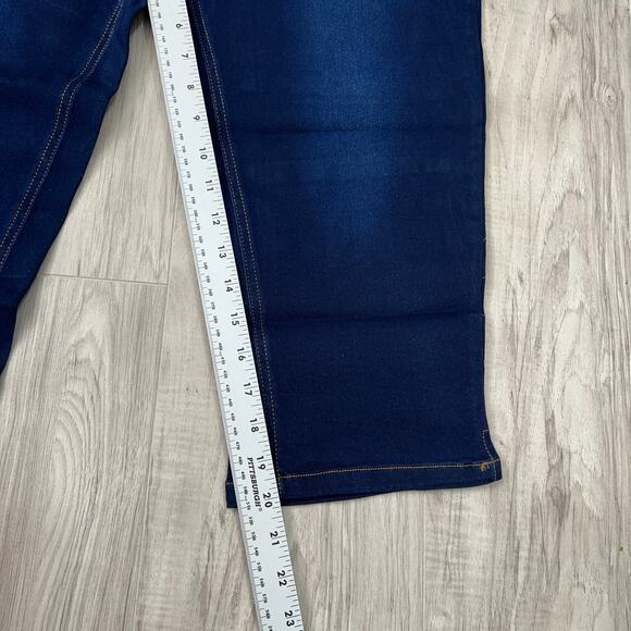Jvini Women's Denim Capri Stretch Pull On  Jeans Dark Blue Wash Size 2XL - Picture 5 of 9